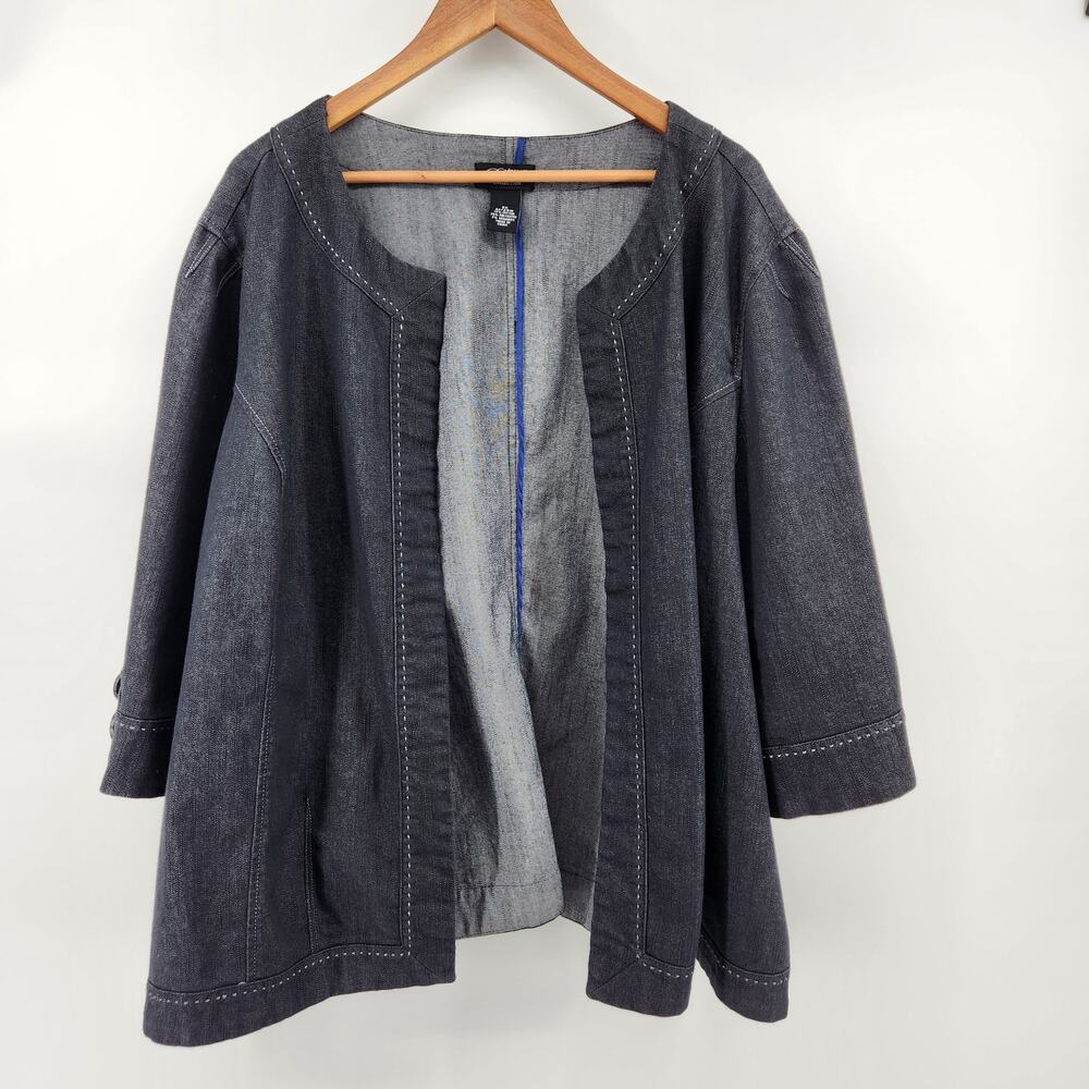 Liz & Me Platinum Collection Women's 2X 22/24W Denim Open Front Jacket